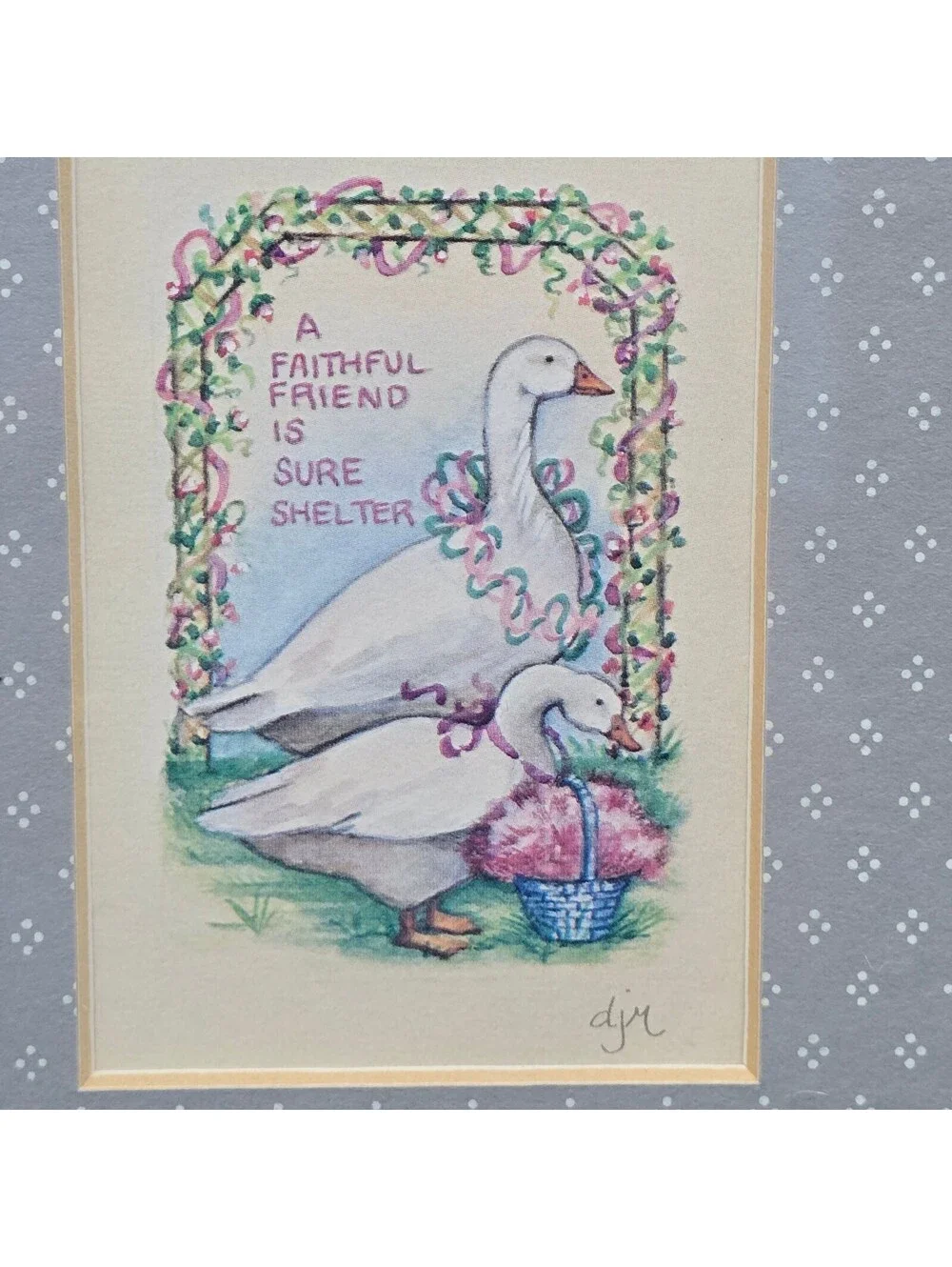 Vintage 1989 Figi Graphics Country Geese Framed Art Debra Jordan Meyer 8.5